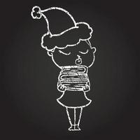 Christmas Woman Chalk Drawing vector