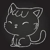 Happy Cat Chalk Drawing vector