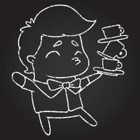 Waiter Chalk Drawing vector