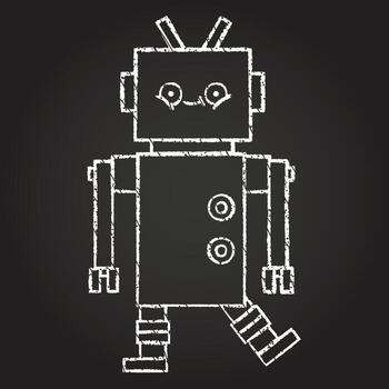 Robot Chalk Drawing vector