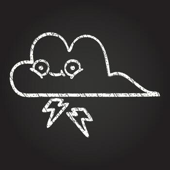 Lightning Cloud Chalk Drawing vector