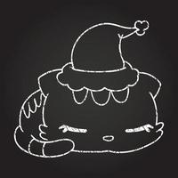 Christmas Cat Chalk Drawing vector