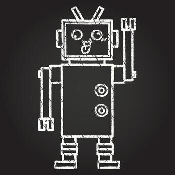 Robot Chalk Drawing vector