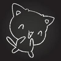 Cute Cat Chalk Drawing vector