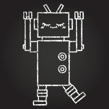 Robot Chalk Drawing vector