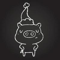 Festive Pig Chalk Drawing vector