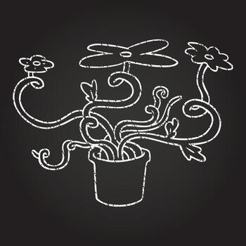 dibujo de tiza de planta demasiado grande vector