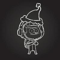 Xmas Astronaut Chalk Drawing vector