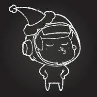 Xmas Astronaut Chalk Drawing vector