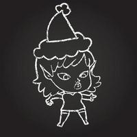 Christmas Elf Chalk Drawing vector