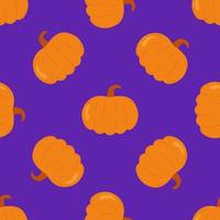 patrón sin costuras con calabazas. calabazas de halloween sobre un fondo morado. papel pintado, estampado, diseño textil moderno, papel de envolver, scrapbooking. vector