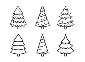Fir tree black line icon set. Pine illustration vector