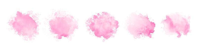 Abstract pink watercolor water splash set on a white background. Vector watercolour texture in rose color