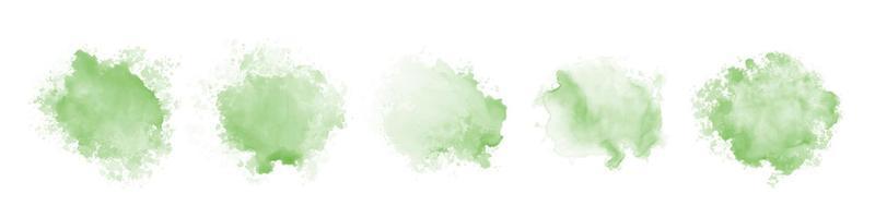 conjunto de salpicaduras de agua de acuarela verde abstracta sobre un fondo blanco vector