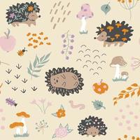 Hedgehogs pattern. Vector background. Baby print