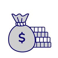 Investment trade vector icons. Financial crypto concept illustrations set.Concept of financial success and investment.Bag of money and coins