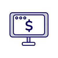 iconos de vector de comercio de inversión. conjunto de ilustraciones de concepto criptográfico financiero.concepto de éxito financiero e inversión.monitor con signo de moneda