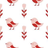 Christmas Seamless Pattern with birds. Holiday winter square pattern. White background. Cute illustration. Winter wallpaper vector