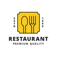 Retro restaurant logo spoon and fork icon badge logo template vector