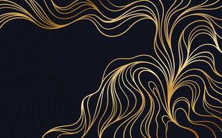 Elegant black background with abstract golden lines vector