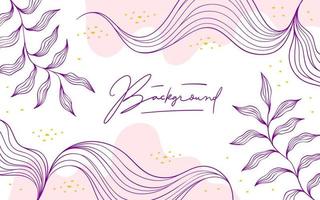 Hand drawn linear floral frame on pink background vector