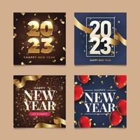 Set of New Year Greeting For Social Media Post vector