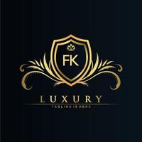 FK Letter Initial with Royal Template.elegant with crown logo vector, Creative Lettering Logo Vector Illustration.