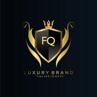 FQ Letter Initial with Royal Template.elegant with crown logo vector, Creative Lettering Logo Vector Illustration.