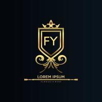 FY Letter Initial with Royal Template.elegant with crown logo vector, Creative Lettering Logo Vector Illustration.