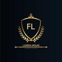 FL Letter Initial with Royal Template.elegant with crown logo vector, Creative Lettering Logo Vector Illustration.