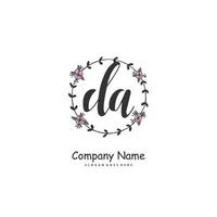 DA Initial handwriting and signature logo design with circle. Beautiful design handwritten logo for fashion, team, wedding, luxury logo. vector