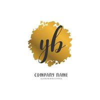 yb escritura inicial a mano y diseño de logotipo de firma con círculo. hermoso diseño de logotipo escrito a mano para moda, equipo, boda, logotipo de lujo. vector