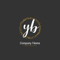 YB Initial handwriting and signature logo design with circle. Beautiful design handwritten logo for fashion, team, wedding, luxury logo. vector
