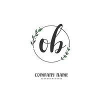 OB Initial handwriting and signature logo design with circle. Beautiful design handwritten logo for fashion, team, wedding, luxury logo. vector