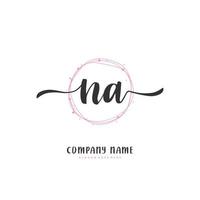NA Initial handwriting and signature logo design with circle. Beautiful design handwritten logo for fashion, team, wedding, luxury logo. vector
