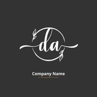 DA Initial handwriting and signature logo design with circle. Beautiful design handwritten logo for fashion, team, wedding, luxury logo. vector