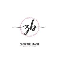 ZB Initial handwriting and signature logo design with circle. Beautiful design handwritten logo for fashion, team, wedding, luxury logo. vector