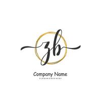 ZB Initial handwriting and signature logo design with circle. Beautiful design handwritten logo for fashion, team, wedding, luxury logo. vector