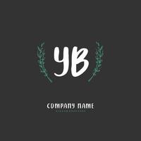 YB Initial handwriting and signature logo design with circle. Beautiful design handwritten logo for fashion, team, wedding, luxury logo. vector