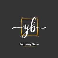 yb escritura inicial a mano y diseño de logotipo de firma con círculo. hermoso diseño de logotipo escrito a mano para moda, equipo, boda, logotipo de lujo. vector