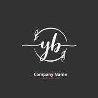 yb escritura inicial a mano y diseño de logotipo de firma con círculo. hermoso diseño de logotipo escrito a mano para moda, equipo, boda, logotipo de lujo. vector