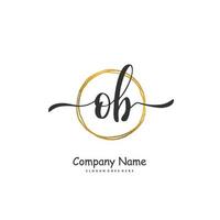 OB Initial handwriting and signature logo design with circle. Beautiful design handwritten logo for fashion, team, wedding, luxury logo. vector