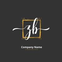 ZB Initial handwriting and signature logo design with circle. Beautiful design handwritten logo for fashion, team, wedding, luxury logo. vector