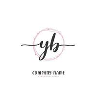 YB Initial handwriting and signature logo design with circle. Beautiful design handwritten logo for fashion, team, wedding, luxury logo. vector