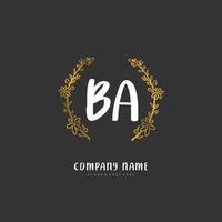 ba letra inicial y diseño de logotipo de firma con círculo. hermoso diseño de logotipo escrito a mano para moda, equipo, boda, logotipo de lujo. vector