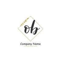 OB Initial handwriting and signature logo design with circle. Beautiful design handwritten logo for fashion, team, wedding, luxury logo. vector