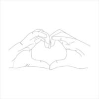 dibujo lineal continuo diseño minimalista mano amor dibujo lineal vector