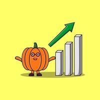 cute cartoon Pumpkin with rising sign graphic vector