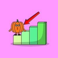 Pumpkin cute businessman with a inflation chart vector