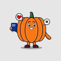 Cute cartoon Pumpkin character holding diary book vector